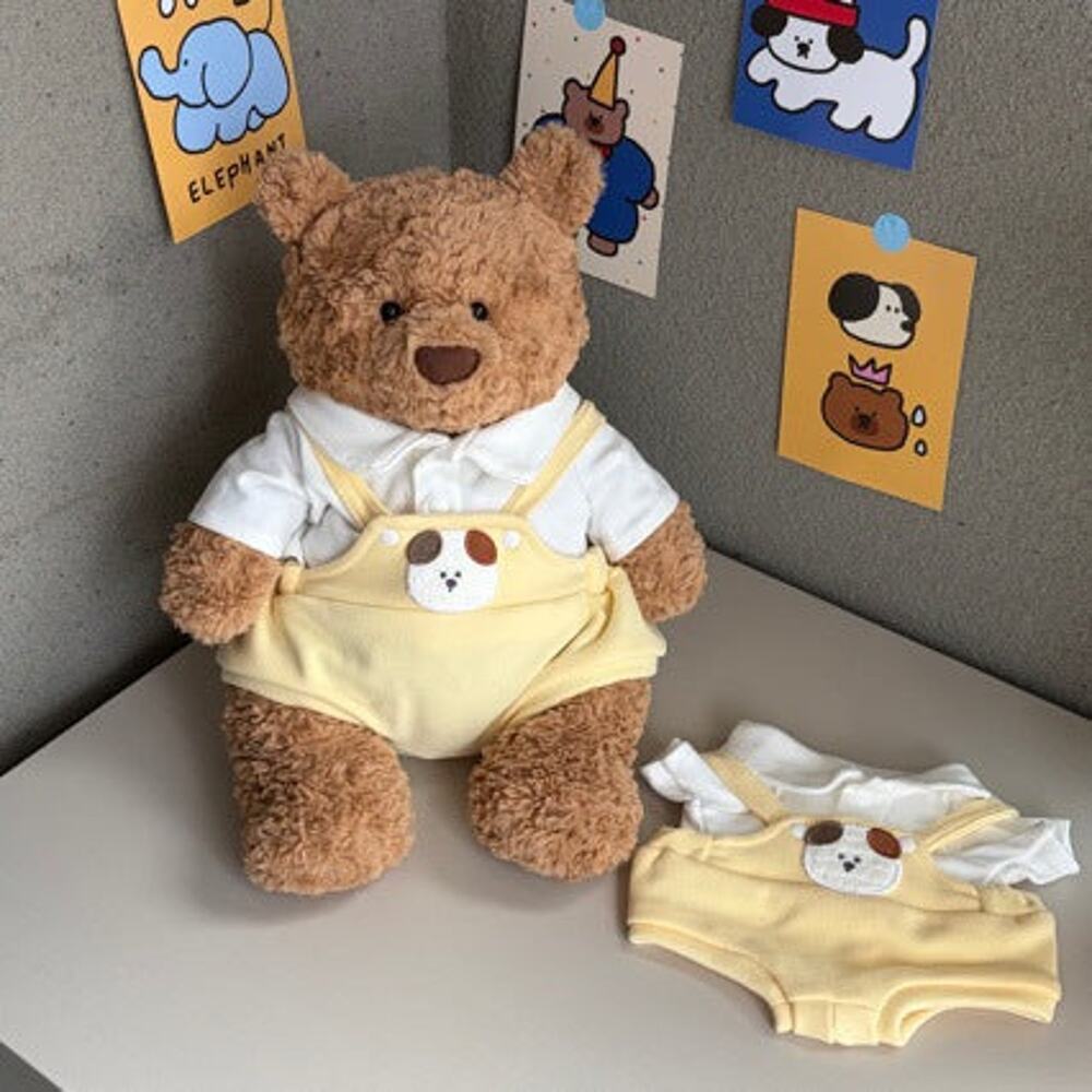 Bartholomew bear cute clothes outfits -Yellow Duckling Overalls Set